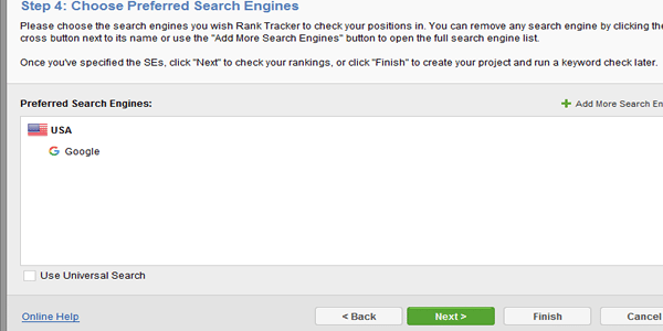 Now select your preferred search engine or engines