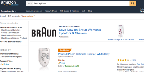 Now add you keyword in the search bar at Amazon.com