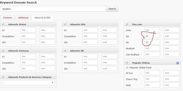 Now apply a domain page authority filter