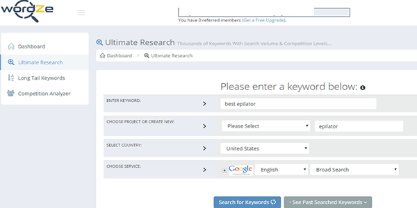 Go to Wordze.com to find out your keyword search volume