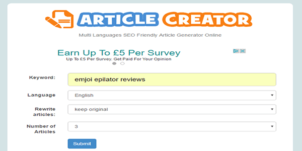 Open up the free online article generator