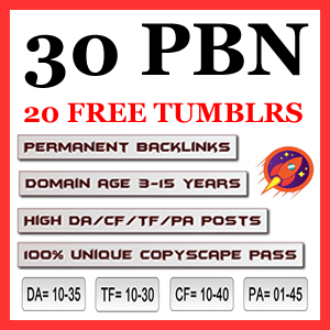 30 Quality PBN Backlinks with 20 FREE high page authority Tumblr Backlinks