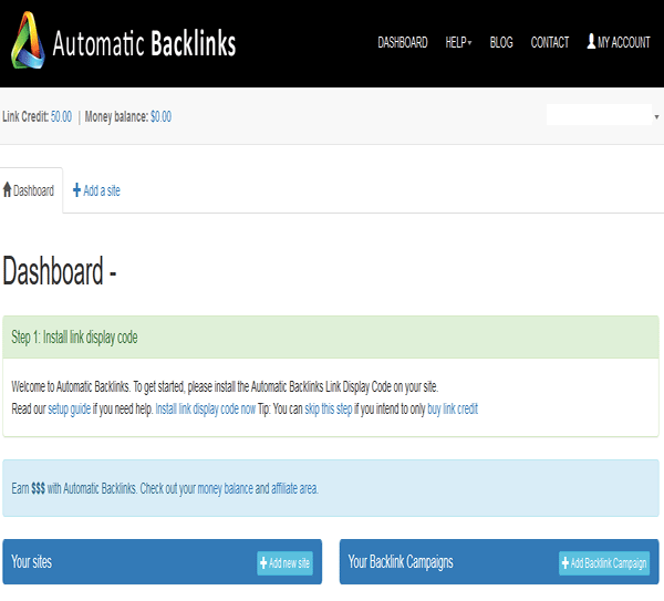 Automatic Backlinks Dashboard