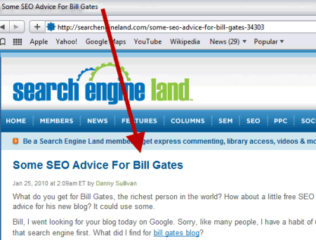 What an SEO TITLE TAG looks like