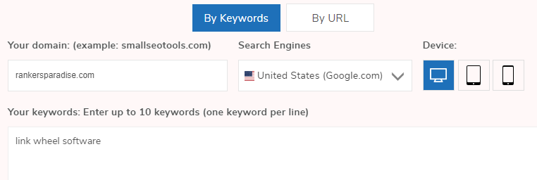 Small SEO Tools Keyword Rank Checker Tool