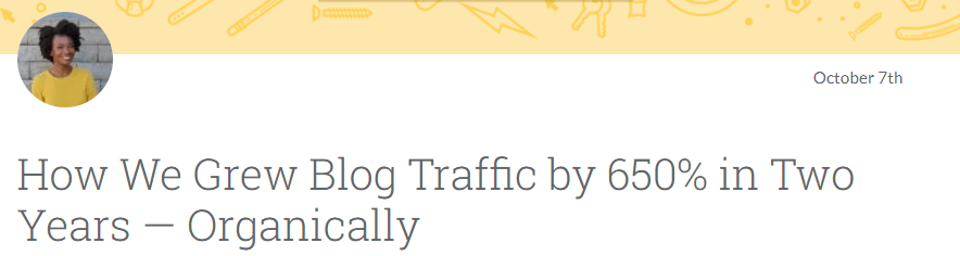 Image shows a good headline like how to grow a blog traffic by 650%