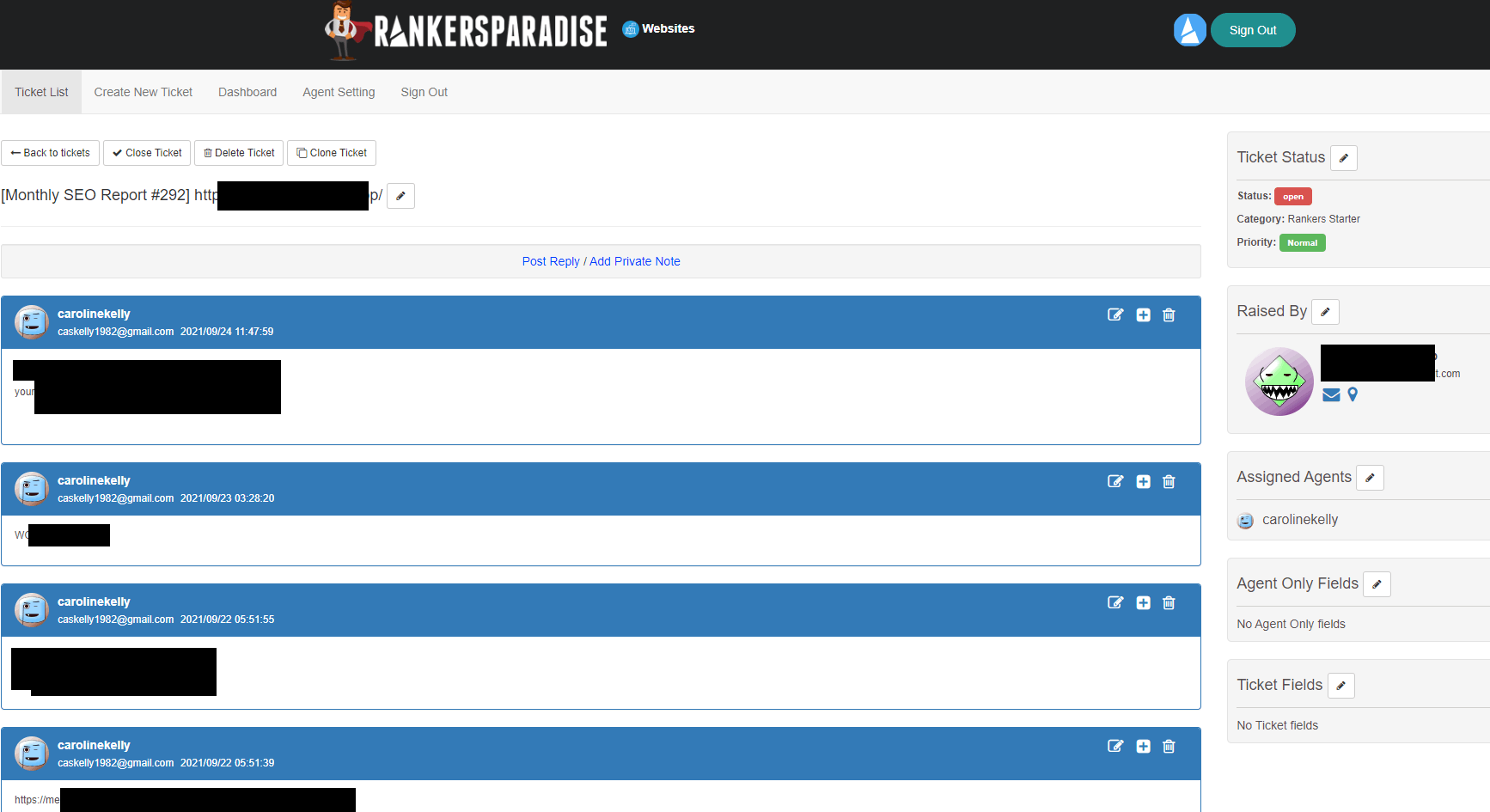 The Rankers Paradise monthly SEO dashboard