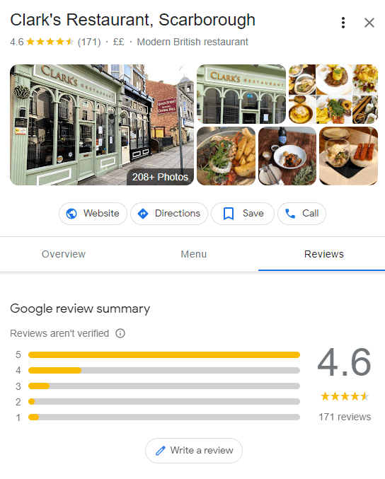 image shows importance of reviews for SEO for restaurants