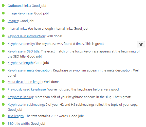 Get green lights on Yoast SEO plugin to know your content is well optimized