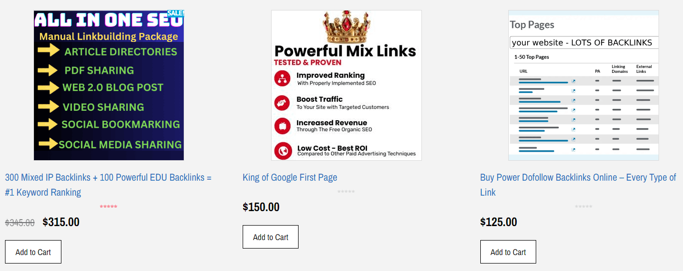 Some examples of link building pricing here at Rankers Paradise