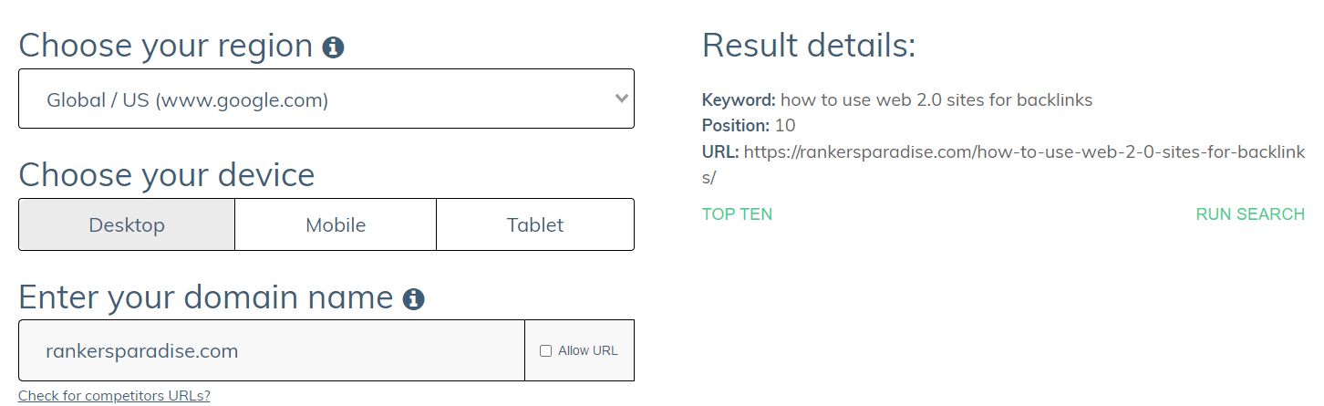 Keyword ranking results for September 11th 2024 shows ranking in position 10 on Google SERPs