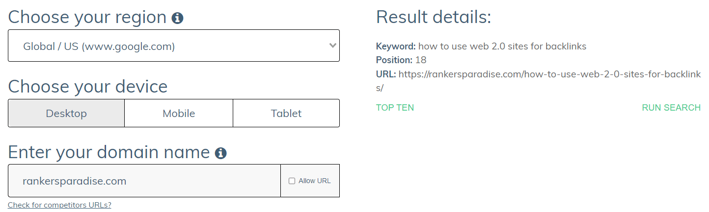 Ranking results using web 2.0 backlinks