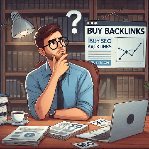 A man wondering if he should buy backlinks as part of his SEO strategy