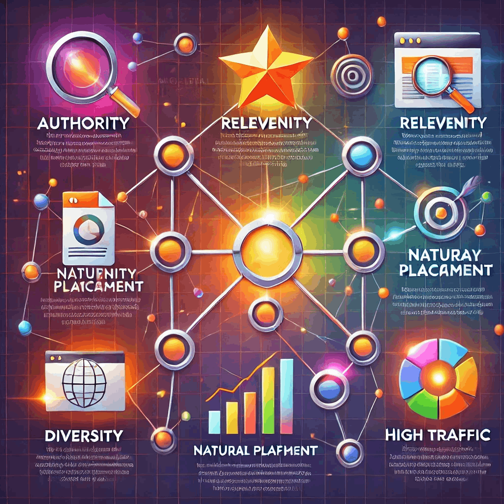 The image shows the characteristics of a high quality backlink