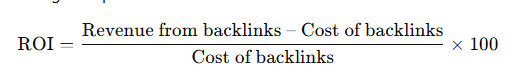Shows the formula to calculate your return on investment after buying backlinks