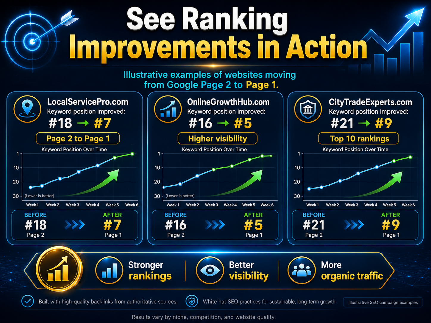 Keyword ranking improvements after using Rankers Paradise SEO service