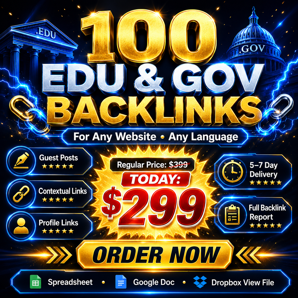 Buy 100 contextual EDU and GOV backlinks from Rankers Paradise