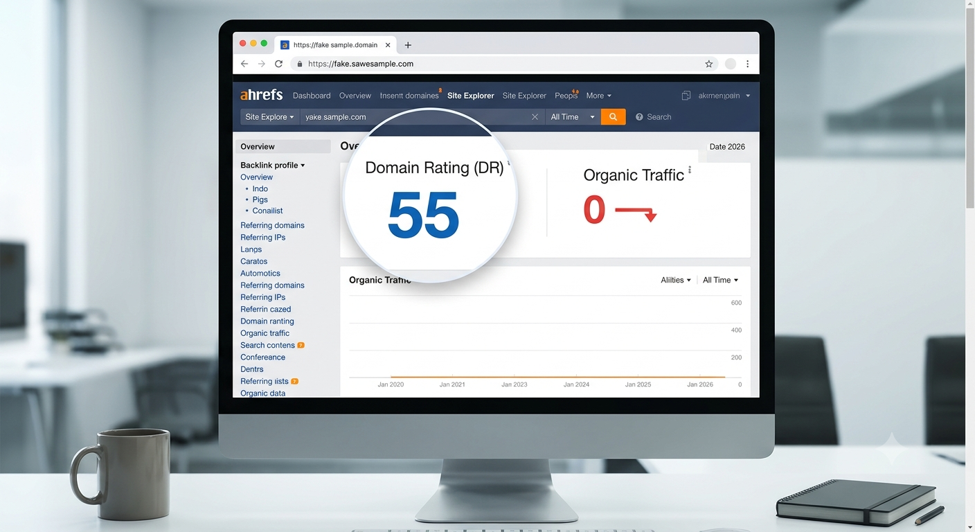 image showing high domain rating with zero google traffic red flag