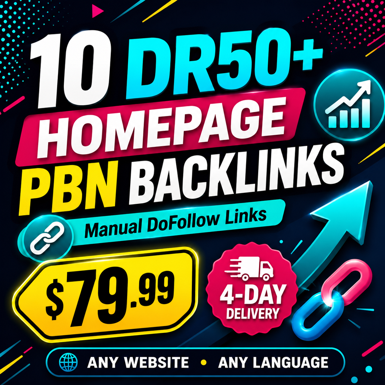 Image shows 10 DR 50+ PBN backlinks for sale on Rankers Paradise