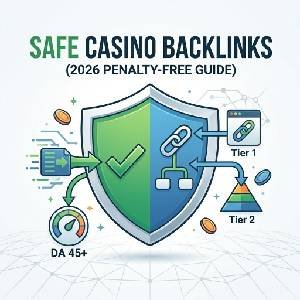 Image reads SAFE CASINO BACKLINKS 2026 PENALTY-FREE GUIDE