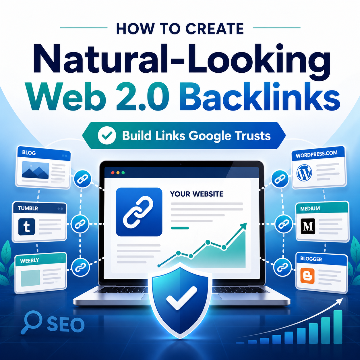 Image shows how to create natural looking web 2.0 backlinks that Google loves