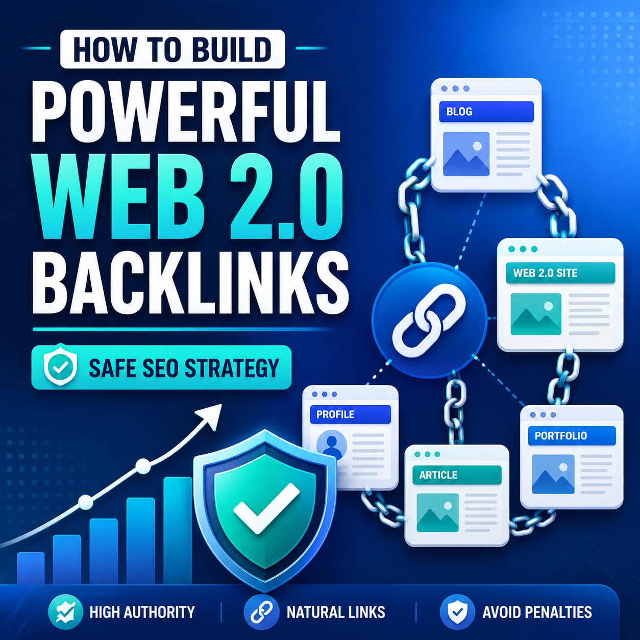 The image shows a safe way to build web 2.0 backlinks