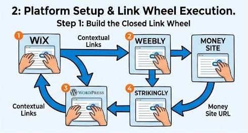 web 2.0 link wheel structure for forcing google bot crawls