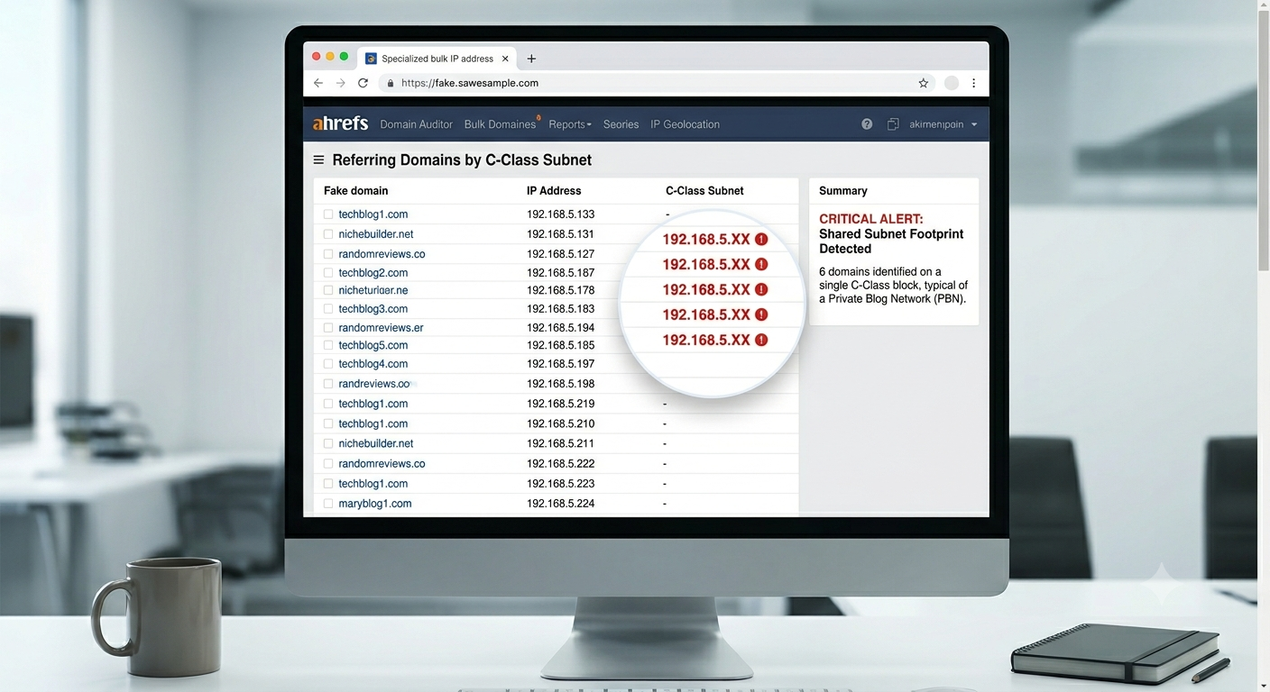 screenshot of multiple domains sharing the same ip block network footprint