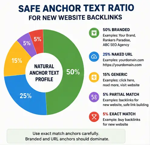 safe anchor text ratio for new website backlinks