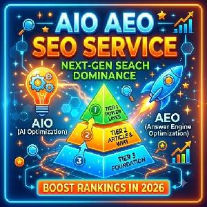 3-Tier AIO AEO SEO Service Pyramid Diagram for 2026 Rankings