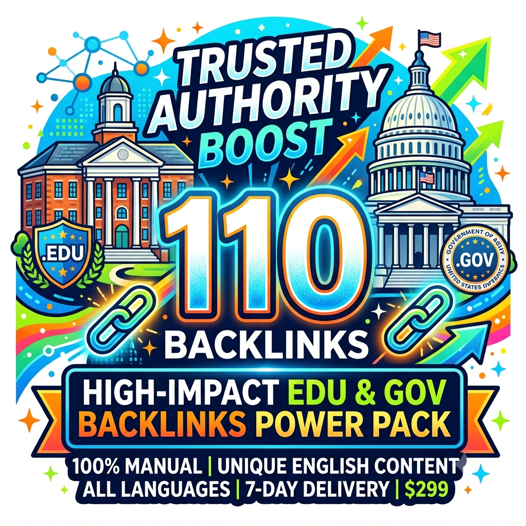 Detailed breakdown of the 110 EDU and GOV backlinks package showing pricing and unique content feature.