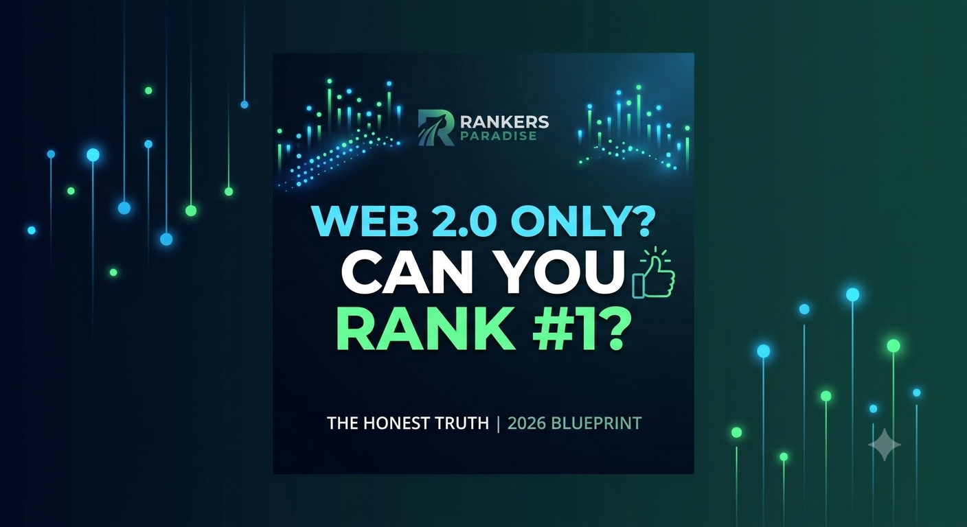 A Rankers Paradise featured blog graphic asking "Web 2.0 Only? Can You Rank #1?" with a thumbs-up icon.