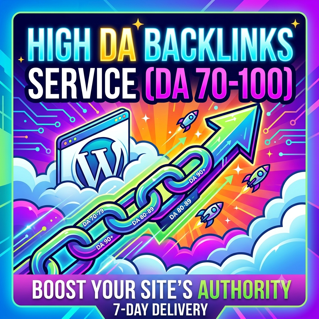 Graphic highlighting 40 manual backlinks with high domain authority metrics from DA 70 to DA 100.