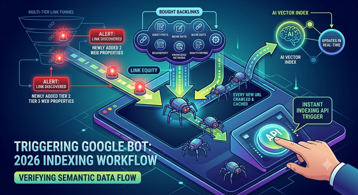 Visual guide demonstrating how Google's AI model validates bought backlinks using contextual entity anchor text.