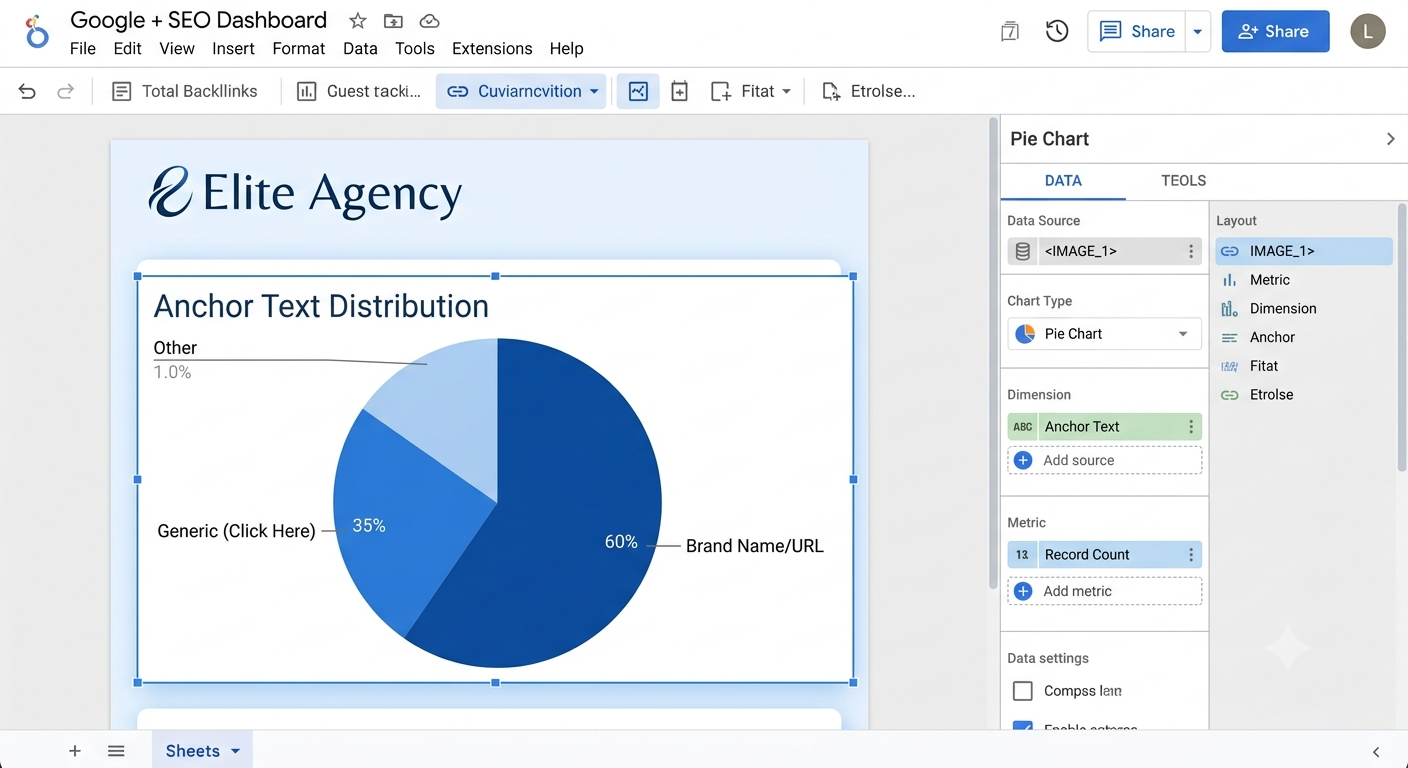 google looker studio anchor text pi chart config