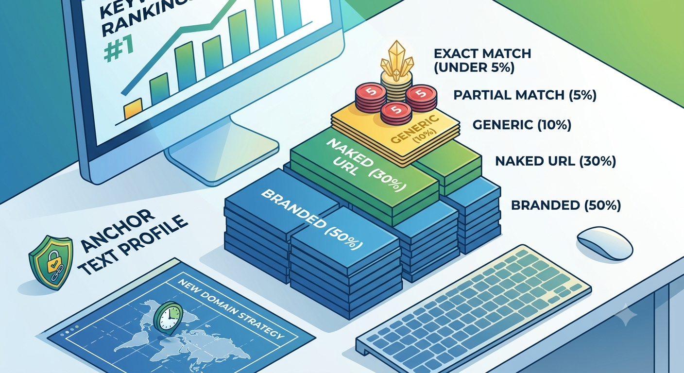 Safe anchor text distribution chart for new website backlinks.