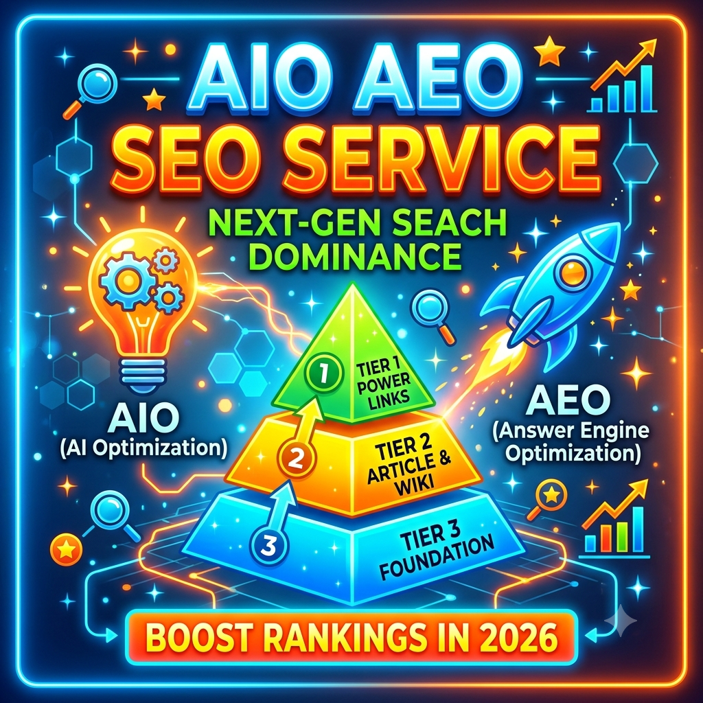 Diagram showing AIO AI Optimization and AEO Answer Engine Optimization integrated with a backlink pyramid
