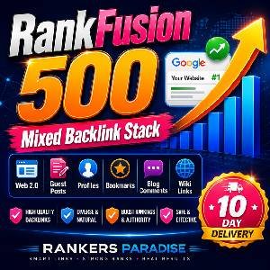 RankFusion 500 mixed backlink stack SEO service with Web 2.0, guest posts, profiles, bookmarks, blog comments, Wiki links and 10 day delivery