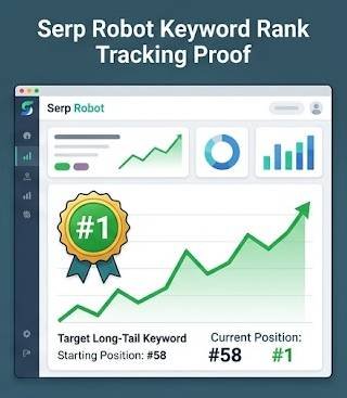 Serp Robot keyword rank tracker showing number 1 ranking results after building backlinks