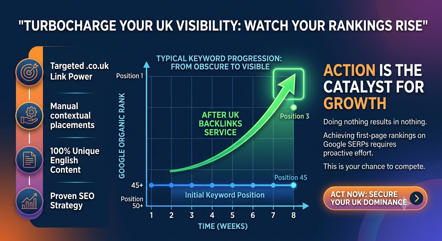 Google organic SERP keyword ranking growth graph using UK backlinks service