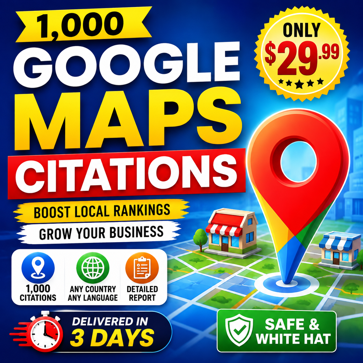 1,000 local map citations for business location SEO
