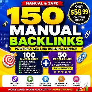 150 Manual Backlinks SEO Link Building Service