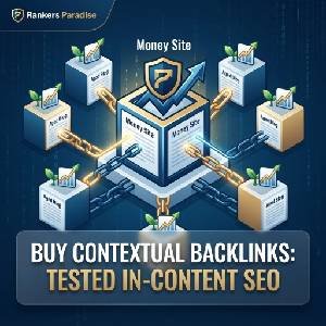 Infographic illustrating how to buy contextual backlinks safely using aged site authority for SEO.
