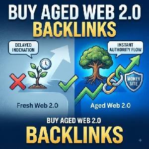 Buy aged web 2.0 backlinks strategy infographic showing ranking speed data