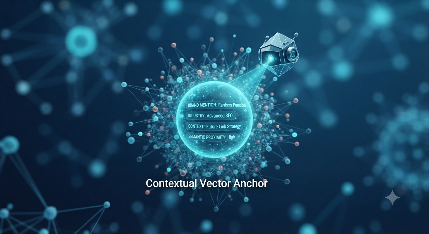 Macro visualization of a semantic vector anchor node being analyzed by an AI agent.
