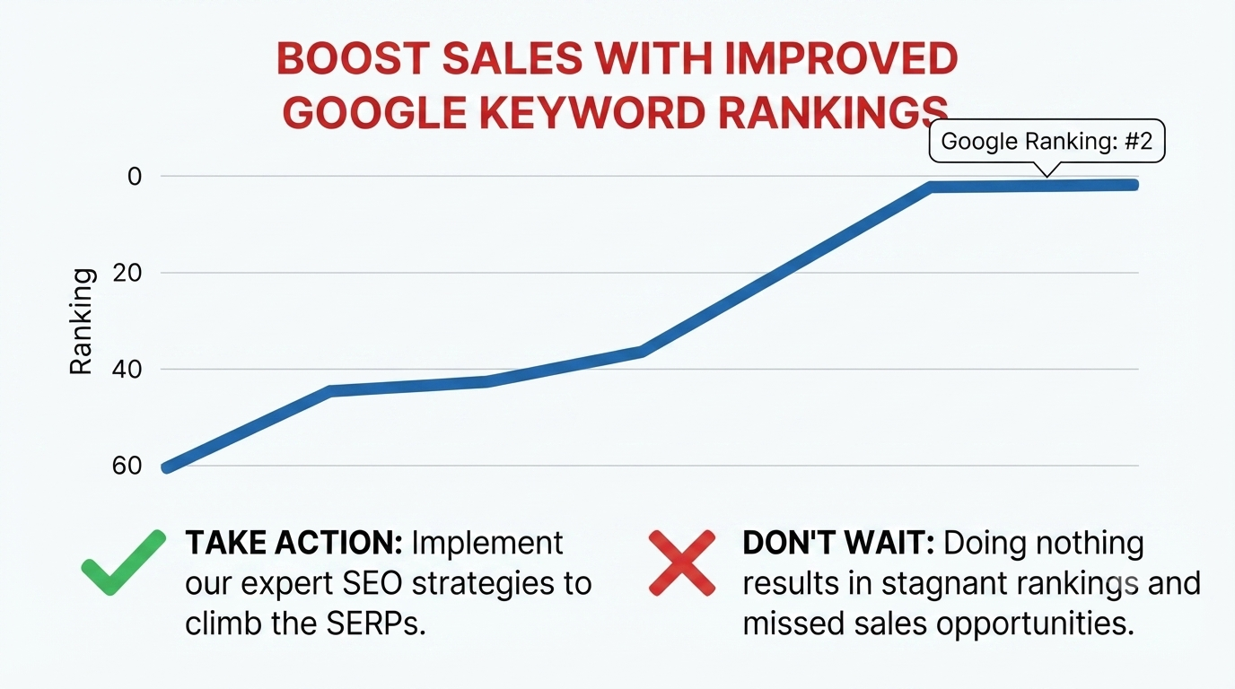 Google keyword ranking improvement graph showing movement to the top of SERPs