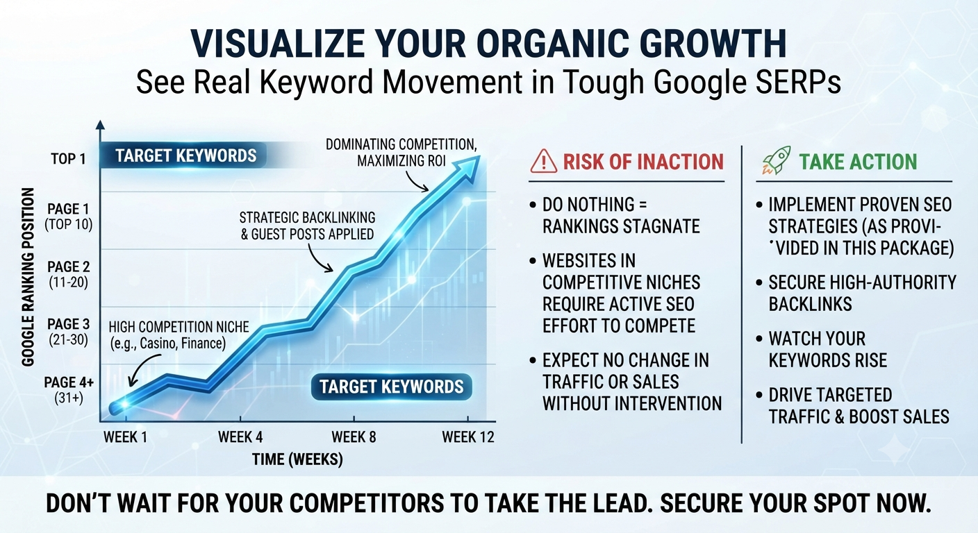 Google SERP Keyword Ranking Growth Chart Showing Movement in Tough Niches