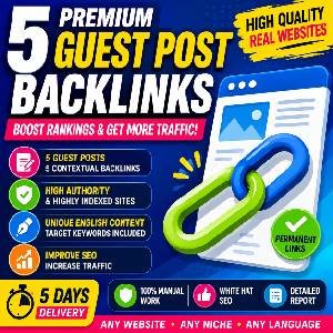 5 premium guest post backlinks service with contextual SEO links