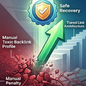 Infographic showing safe link building for manual penalty recovery.