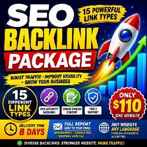 SEO Backlink Package with 15 powerful backlink types